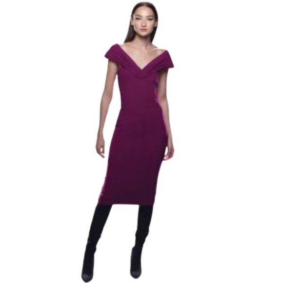 NWT Kimora Lee Simmons Orchid Pleated Neckline Dress 4 - Picture 1 of 1